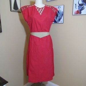 Altogether Fashion Vintage Red Cotton Dress Sz 10